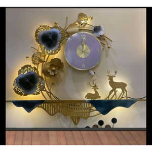 Reloj de Pared de Metal de Diseño de Ciervo de Lujo, con Luz LED de una Sola Cara, Patrón Escénico, Logotipo Personalizado, 48x28, Decoración de Interiores para el Hogar - Product Image 2
