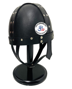Casco vikingo de armadura medieval, armadura de guerrero, casco alado de acero de caballero, casco vikingo con soporte de madera, Halloween, negro pulido - Product Image 1