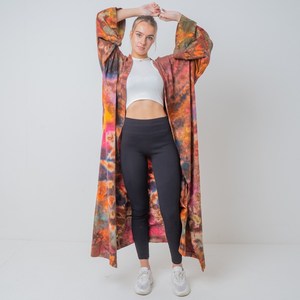 Robe de soirée moderne chaude détendue col en V profond faite à la main Tie Dye Trendy Summer Resort Wear Robe de soirée Boho Beach Kaftan Kimono Robe - Product Image 1