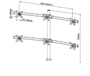 Soporte de escritorio para monitor Hexa ajustable con seis brazos para ergonomía de oficina profesional y gestión de pantalla múltiple 2025 - Product Image 5