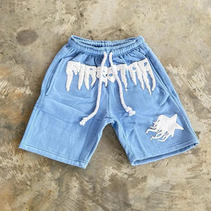 Personnalisé Strass Sérigraphie Logo Poche Lavage À L'acide Vintage Hommes Shorts Français Jogging Coton Sweat Shorts - Product Image 5