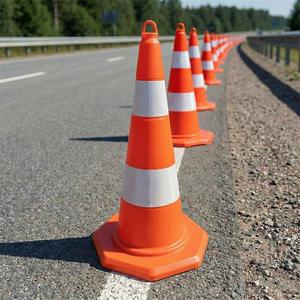 Cône de signalisation en PVC de 75 cm avec bande réfléchissante, barrière routière en PE léger pour la sécurité routière - Product Image 2