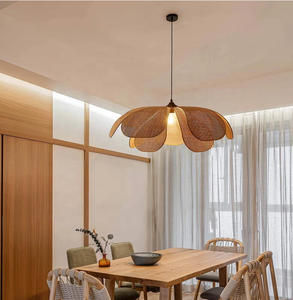 Abat-jour en pétales de rotin 100% |   Décoration pour salon, chambre à coucher |   Meilleur cadeau pour Noël, le Nouvel An, un mariage - Product Image 4