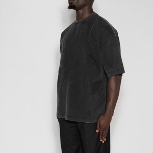T-shirt personnalisé pour homme en coton épais 300g, délavé à l'acide, formel, coupe oversize, épaules tombantes, col rond, effet vieilli, tissé, séchage rapide - Product Image 3