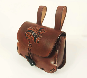 Riñonera Medieval Unisex Viking Griffon Marrón Tooled Cuero Cinturón grande Loops Unique Greif Horn Button Hecho a mano Vintage Fashion - Product Image 1