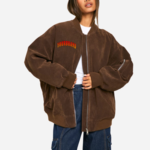 Veste universitaire en cuir lourd pour femmes Logo de broderie en chenille personnalisé surdimensionné hiver tenue décontracté veste universitaire femme - Product Image 1