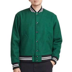 Chaqueta Bomber Varsity Formal para Hombre, Estilo Retro, 100% Algodón Recubierto, Corte Holgado, Primavera, Cierre Frontal con Cremallera, Impermeable y Transpirable - Product Image 1