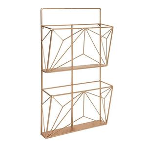 ชั้นวางนิตยสาร/หนังสือพิมพ์/เอกสาร ทำจากลวดโลหะ ผิวสัมผัสแบบทองแดง สำหรับจัดเก็บเอกสาร วางในสำนักงาน ห้องนั่งเล่น หรือตกแต่งพื้น - Product Image 2