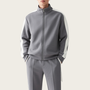 Best Selling Distressed Zipper Faded Flared Sweatsuit Set with Stripe Design Hoodie Jogger Tracksuits for Winter - Product Image 3