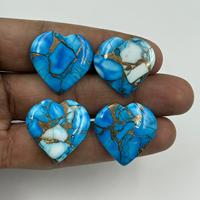 Pierre précieuse en vrac en forme de cœur personnalisable de haute qualité, turquoise cuivrée bleu glace naturelle, lisse, pour bijoux DIY, fabriquée par IBRAHIM GEMS