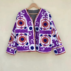 Fabricant et grossiste de veste kimono en coton brodé Suzani fait à la main Robe courte manteau d'hiver - Product Image 1