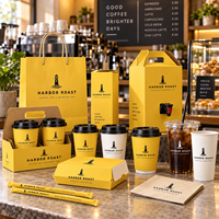 Ensemble d'emballages personnalisés AT PACK pour café avec logo, sacs en papier, gobelets à café, boîtes alimentaires et fournitures à emporter pour la marque des restaurants