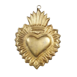 Coeur sacré suspendu Milagros en métal doré pour décoration murale d'église Cadeau et décoration catholique - Product Image 1