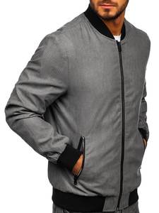2025 chaqueta Bomber de lana personalizada para hombre, cuello levantado, manga larga, cuello redondo, bolsillos, venta al por mayor, cortavientos de invierno de lona - Product Image 4