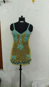 Women Crochet Patchwork <b>Tank</b> Vest Sleeveless Knit <b>Top</b> 100% Cotton Anti-Wrinkle <b>Vintage</b> Bohemian Square Pattern Summer Fashion - Product Image 4