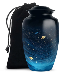 Urne funéraire en métal gravée en émail galaxie magnifique, en laiton/aluminium, pour adultes, cendres funéraires humaines - Product Image 5