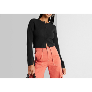 Wild Fable Cardigan lungo da donna con bottoni sul davanti in acrilico con stampa casual nera taglia L - Product Image 2