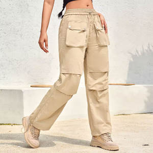 กางเกงคาร์โก้คอตตอนแบบคลาสสิกของผู้หญิงดีไซน์หลายกระเป๋าระบายอากาศได้ดีมีสายรัดเอวปรับขนาดได้ - Product Image 5