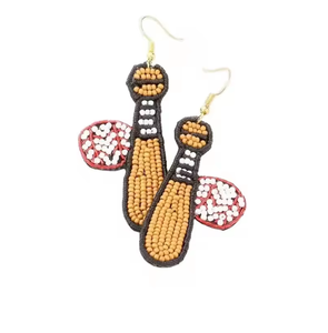 Pendientes de bola de base de abeja con cuentas de semillas, pendientes de bola de murciélago para mamá, ligeros de la India, pendientes hechos a mano para mujer, producto de alta calidad - Product Image 6