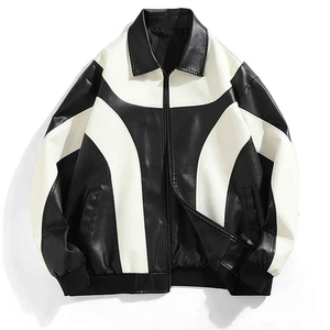 2025 chaqueta de cuero Vintage Racer más vendida, chaqueta de motorista Bomber de estilo holgado de gran tamaño Unisex, abrigos de béisbol en todos los tamaños - Product Image 1