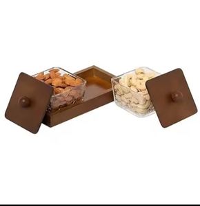 โถแก้วบอโรซิลิเกตทรงสูงพร้อมฝาไม้ไผ่ทรงสี่เหลี่ยมสำหรับเก็บอาหารและตกแต่งแฟนซีงานตามสั่ง - Product Image 4