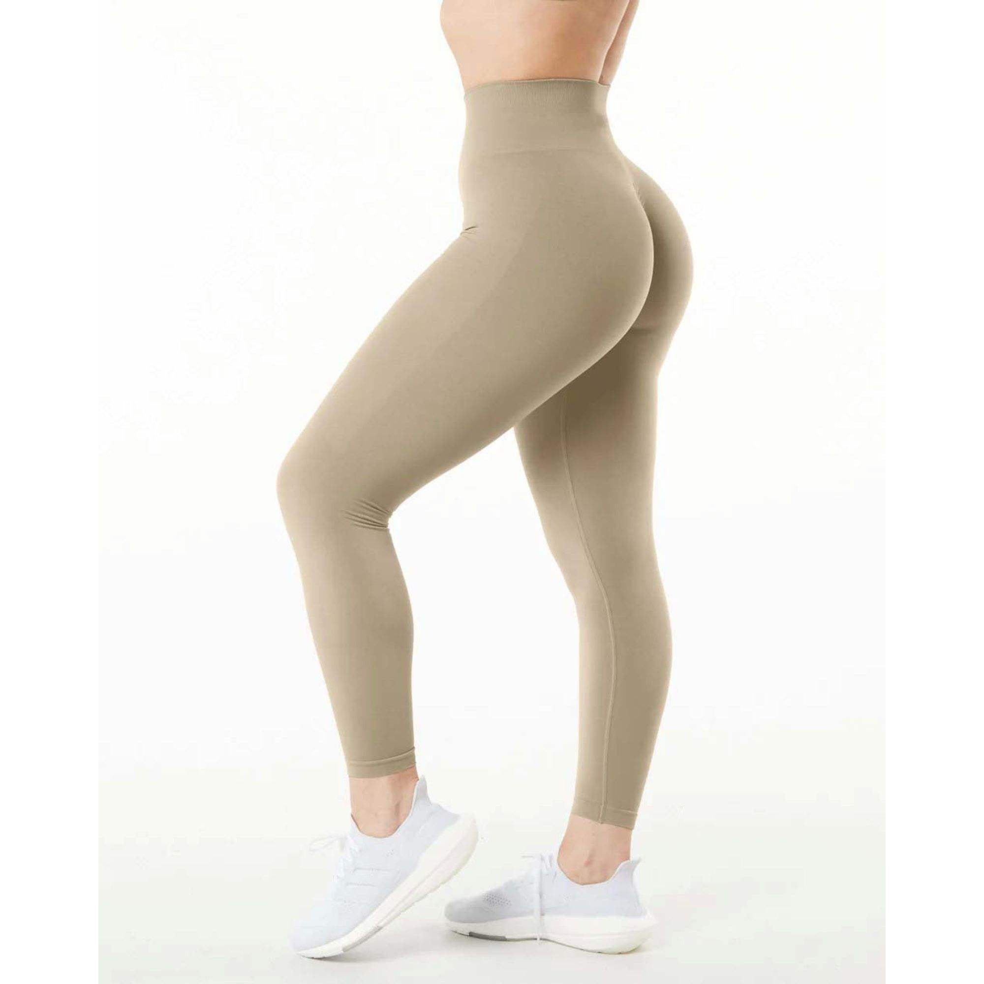 Fabric 51% Polyamide 38% Polyester 11% Elastane Tapered High Waisted Linen Womens Breathable Seamless Scrunch Legging
