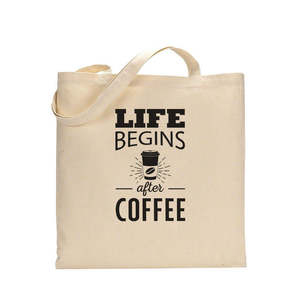 Las Vidas Comienzan Después del Café, Bolsas de Tela Reciclables con Diseño para Cafeterías - Product Image 2