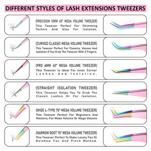 Cils pince à épiler sac ensemble précision en acier inoxydable Clip cils Extension Application outils pince à épiler stockage boîte de protection - Product Image 6