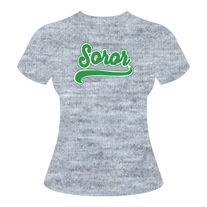 Camiseta Heather Grey 08 Soror, camiseta griega para mujer, camiseta rosa y verde, ropa informal y elegante para uso diario - Product Image 5