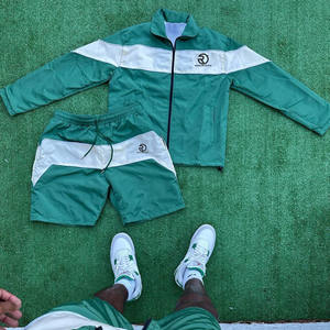 Custom Nylon Tracksuit Wind Breaker <b>Zip</b> up Hoodie and <b>Shorts</b> Set Plain Windbreaker <b>Short</b> Set Men Windbreaker Tracksuit Set - Product Image 1
