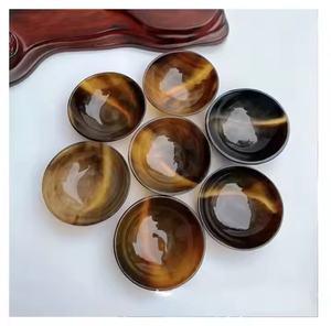 Cuenco Pequeño de Cuerno de Búfalo Natural Pulido, Redondo y Grueso, Ecológico, para Condimentos, Bebidas, de Lujo, por Crescent Crafts - Product Image 1