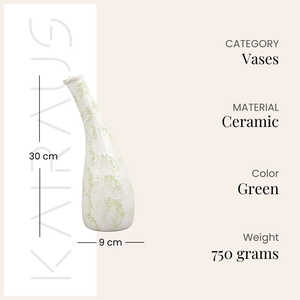 Jarrón Grande de Cerámica Verde Pastel 9x30cm, Moderno, Clásico, con Textura Floral, Minimalista, Soplado a Mano, Bajo Mantenimiento, para Hogar y Bodas - Product Image 3