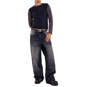 Pantalons Baggy pour Hommes en Gros, Pantalons en Denim à Jambes Larges, Pantalons Baggy Décontractés Hip Hop, Streetwear, Prix Bas, Personnalisation - Product Image 2