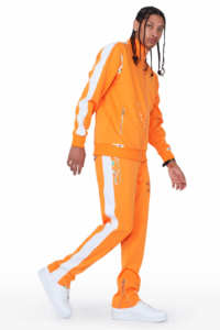 Customizable 100% Cotton French Terry Print Distressed Sun Fade Acid Wash Tracksuit Rhinestone <b>Flare</b> Sweat Pants Set OEM - Product Image 4