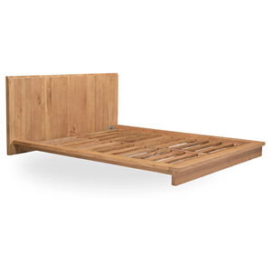 Mobilier Lit Minimaliste en Bois de Teck avec Tête de Lit Rectangulaire-Poys - Product Image 1