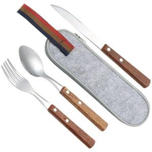 Ensemble de couverts en acier et bois au design moderne, parfait pour rehausser vos essentiels de cuisine avec une touche de classe - Product Image 3