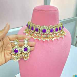 Conjunto de Gargantilla de Primera Calidad, Joyería Tradicional India para Bodas, Ocasiones Festivas, Uso en Fiestas, Hermosos Colores - Product Image 5