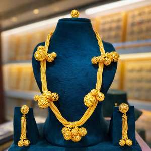 Gold Plated Luxury Long Traditional Haar Necklace with Triple Filigree Pendant, Matching Tassel Earrings, Adjustable Ring 63034 - Product Image 5