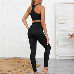 MEILLEUR Vêtements d'entraînement de gymnastique respirants pour femmes Meilleur soutien-gorge de sport Leggings Ensemble de yoga Motif solide Ensemble de deux pièces avec logo avant - Product Image 4