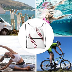 Fitness Drawstring Backpack <b>Waterproof</b> <b>Gym</b> <b>Bag</b> with Zipper Pocket Geometric Pattern Polyester Lining - Product Image 4