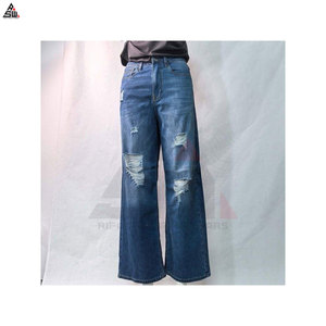 Pantalones Vaqueros de Mezclilla para Mujer, Cintura Elástica, Invierno, Moda Casual, Estilo Urbano, Pierna Ancha, Corte Regular, 100% Algodón - Product Image 4