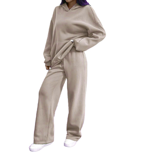 Ensemble de survêtement 2 pièces pour femme en satin d'hiver avec logo personnalisé, sweat-shirt et pantalon de survêtement, uni, longueur intégrale, respirant, écologique - Product Image 5