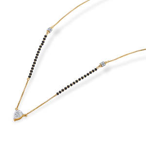 Collar de cuentas finas, moderno, de oro amarillo, Mangalsutra para mujer - Product Image 3