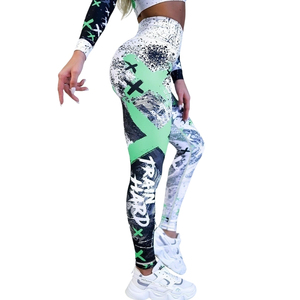 Leggings en Spandex antibactérien imprimé numérique Fitness Gym Workout Running High Stretch Sports Leggings - Product Image 2