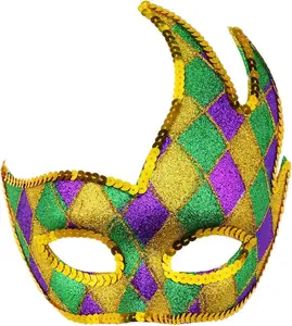 Máscara de meio rosto para festas coloridas, máscara de Halloween e Carnaval, novidade para decoração de carnaval, presente para lembrancinhas e lembrancinhas