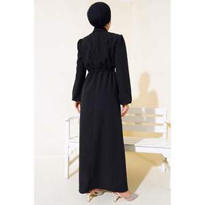 Robe à volants avec fermeture éclair sur le devant Noir - Product Image 3