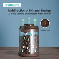 Conteneur en verre hermétique pour grains de café, ambré, 900 ml, avec couvercle pop-up ventilé, sans BPA, écologique, pot de conservation alimentaire injecté, vente en gros