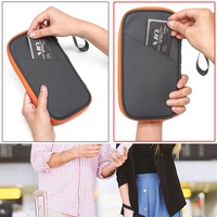 Portefeuille de voyage anti-vol avec logo personnalisé, blocage RFID, porte-passeport, organiseur de documents multifonctionnel, étui avec sangle de poignet