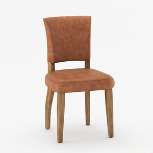 Ensemble de table à manger moderne européenne rustique en teck massif 9 pièces, luxe artisanal, 8 chaises en cuir, plateau ovale en marbre, chef-d'œuvre - Product Image 4