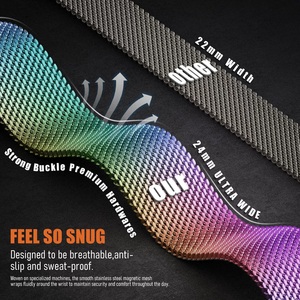 Pulsera de acero inoxidable ultrafina S11, Correa con hebilla magnética milanesa, diseño transpirable de 22mm para hombres y mujeres, para Apple Watch Band - Product Image 4